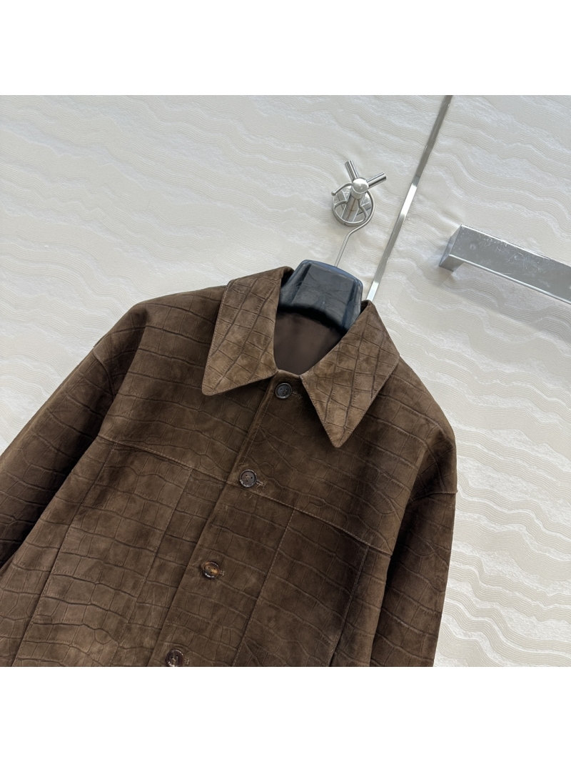 Louis Vuitton Exclusive Crocodile-Textured Suede Jacket in Mocha Brown