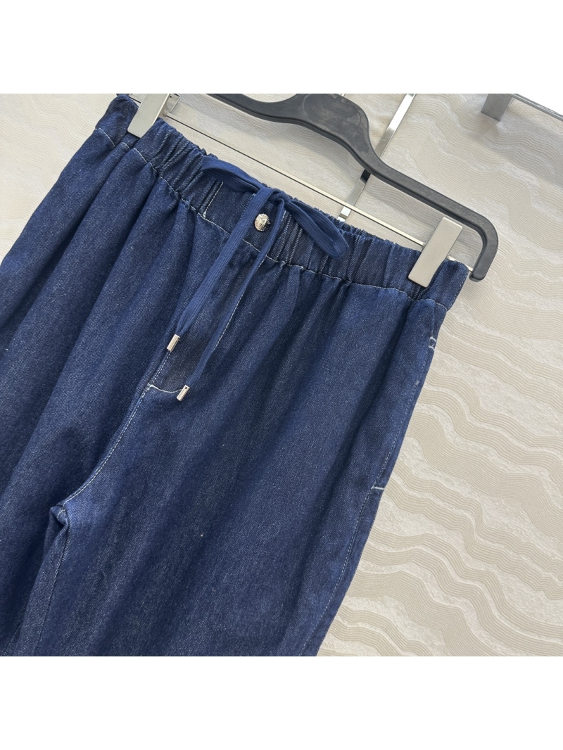 Louis Vuitton Monogram Denim Harem Pants - Luxe Straight-Leg Fit with Adjustable Waist