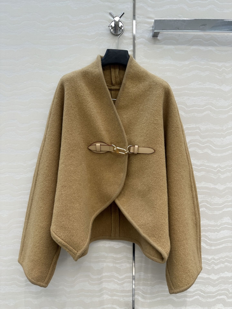 Louis Vuitton Bourgeoise Wool Cape Coat in Khaki - Luxe Monogram Hardware & Seamless Swiss Craftsmanship