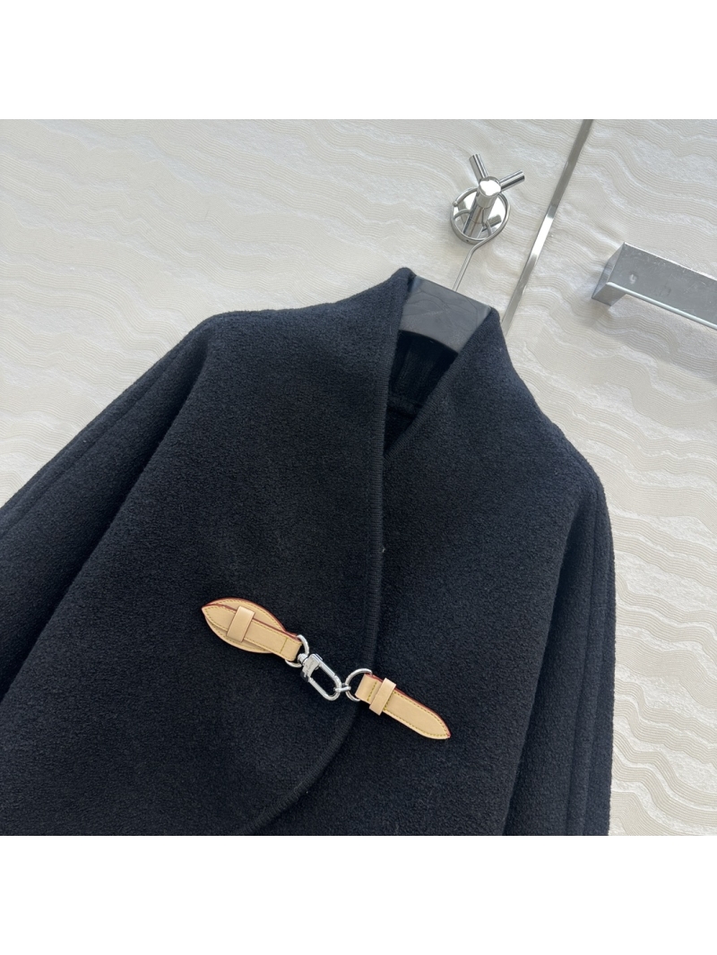 Louis Vuitton Bourgeoise Wool Cape Coat with Monogram Hardware - Timeless British Style