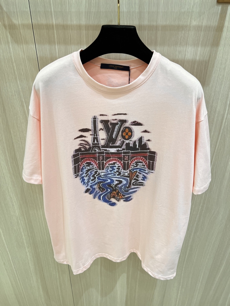 Louis Vuitton Exclusive 25SS Limited Edition Light Pink T-Shirt with Parisian Landmark Print