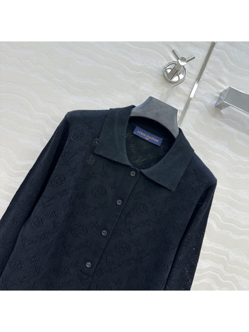 Louis Vuitton LV Monogram Knit Polo Collar Sweater in Black