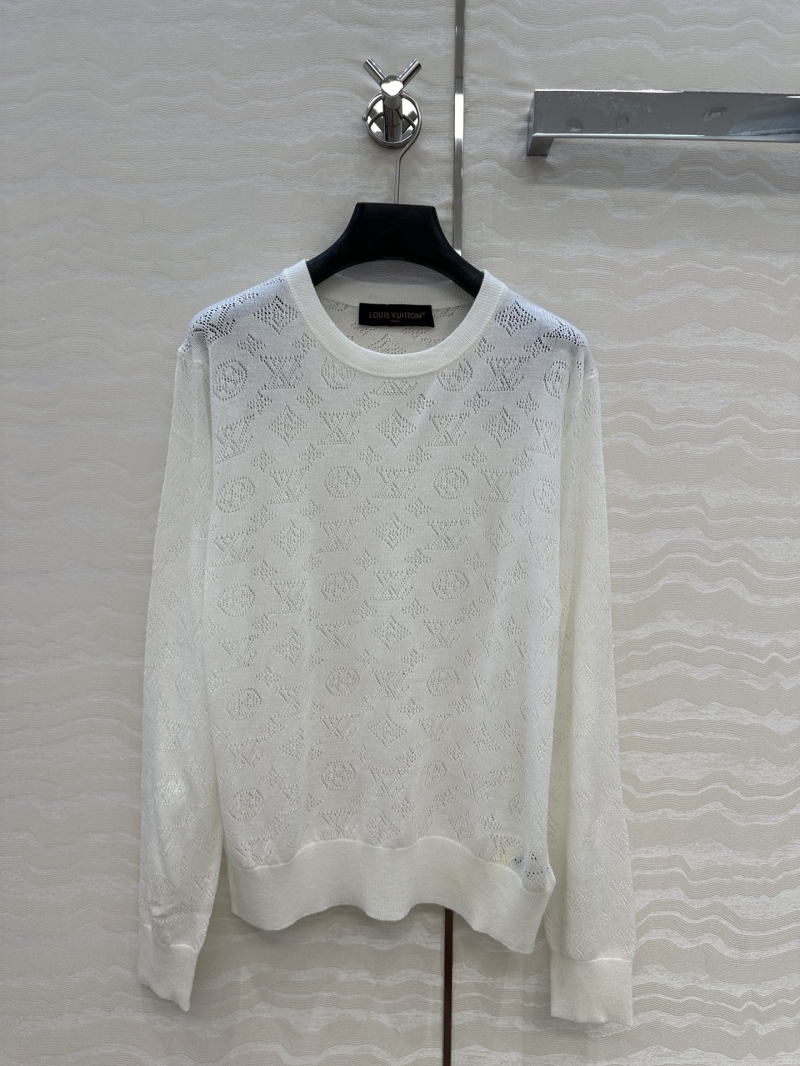 Louis Vuitton Monogram Knitted Round Neck Sweater in Cream White