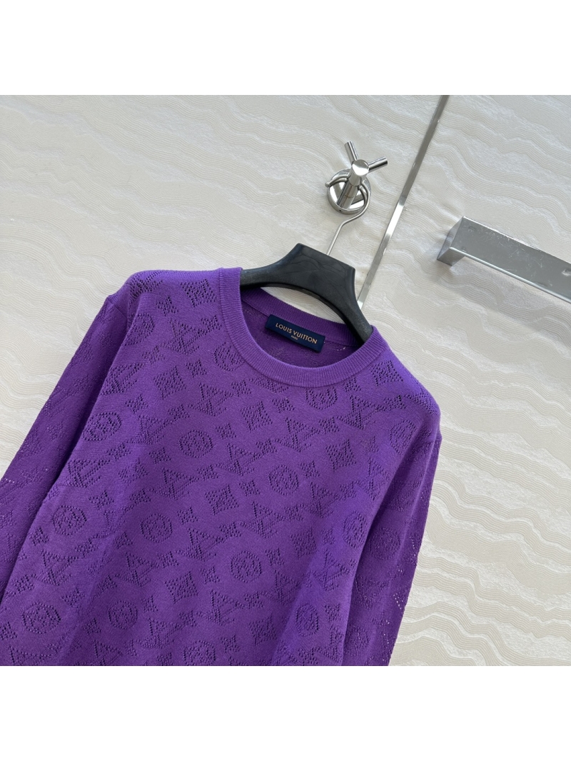 Louis Vuitton LV Monogram Knit Round-Neck Sweater in Rich Purple