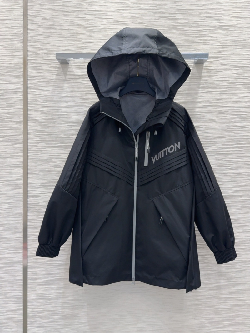 Louis Vuitton VUITTON Hooded Zip-Up Jacket in Black | Luxe Custom Logo, Retro-Contemporary Design