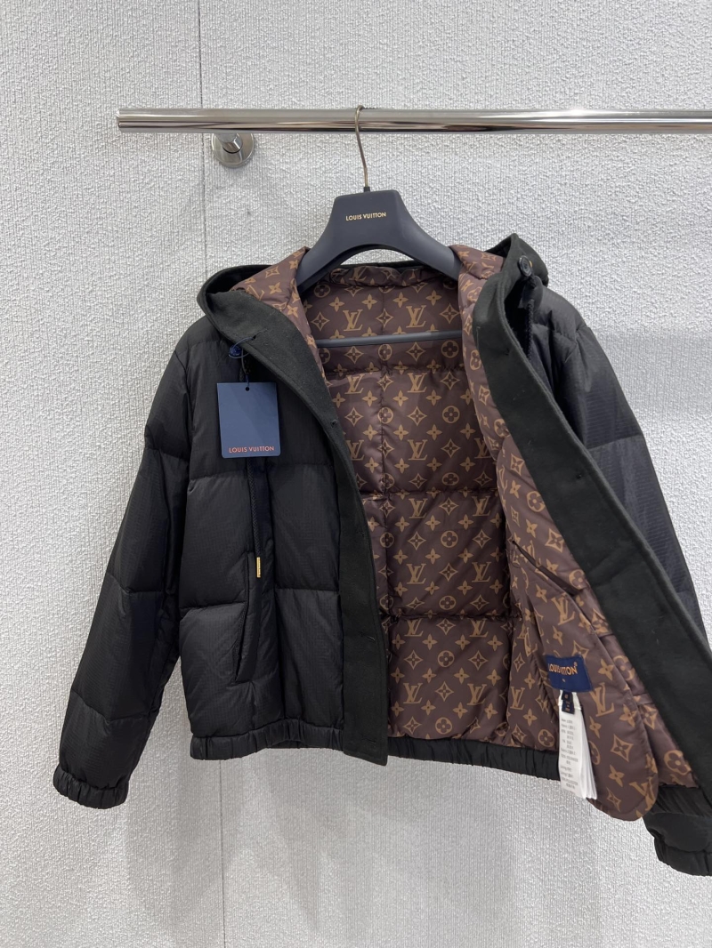 Louis Vuitton Black Monogram-Lined Hooded Puffer Jacket