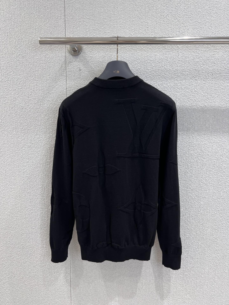 Louis Vuitton Black Monogram Jacquard Knit Sweater | Relaxed Fit, Ribbed Cuffs, 100% Cotton