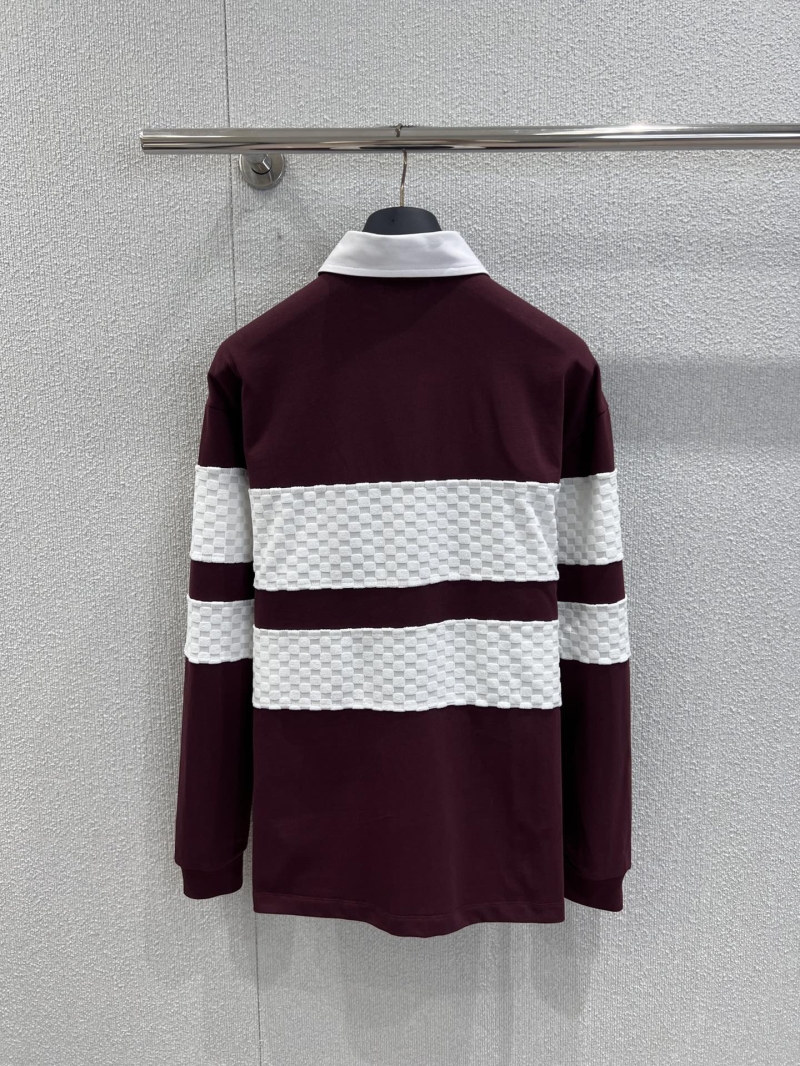 Louis Vuitton Burgundy and White Organic Cotton Embroidered Polo Shirt