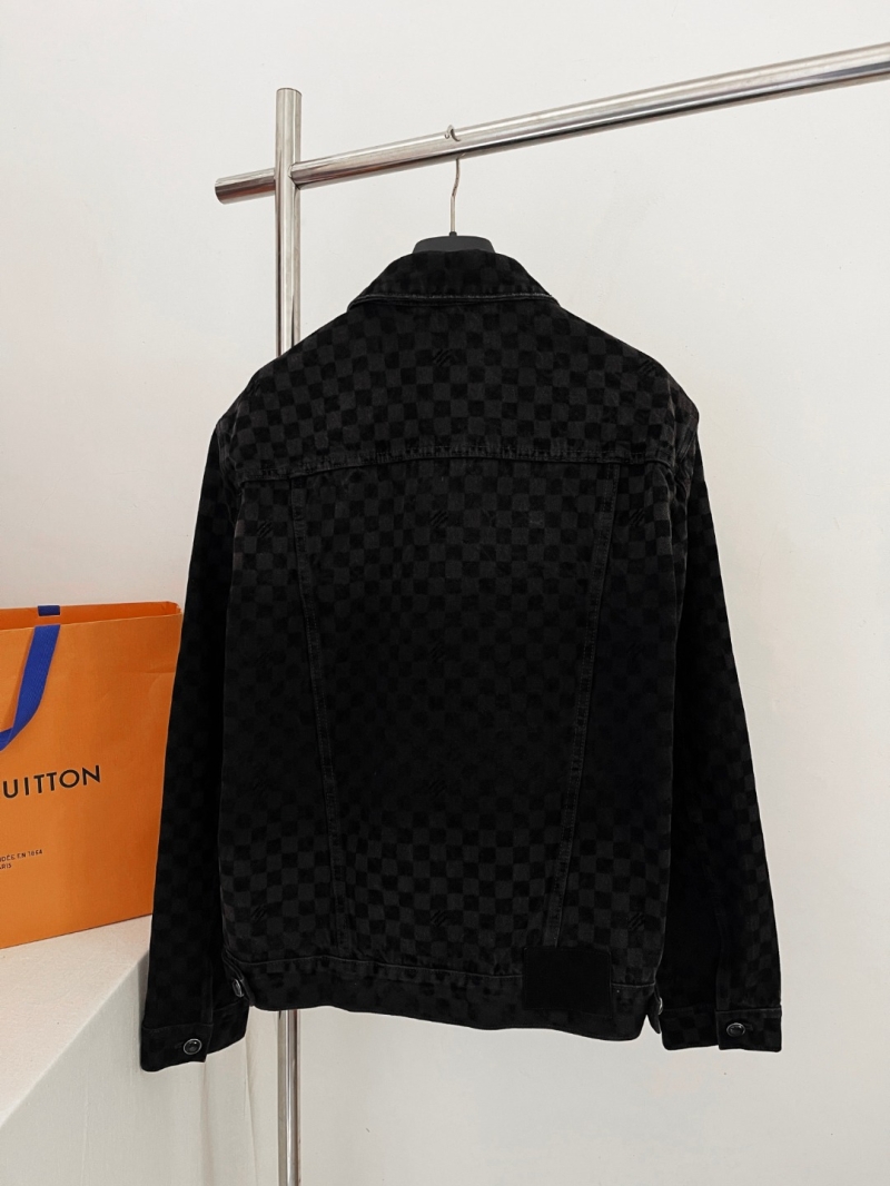 Louis Vuitton Limited Edition Flocked Checkerboard Denim Jacket in Black