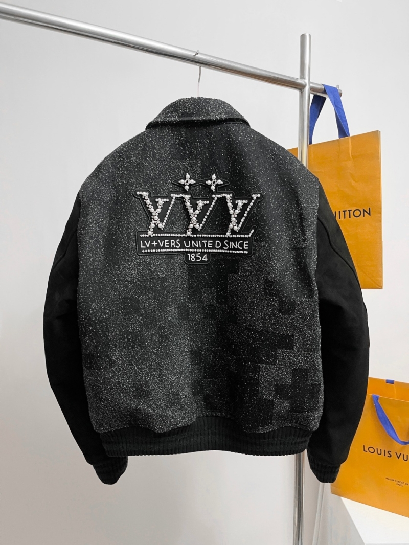 Louis Vuitton Signature Hand-Beaded Tweed Varsity Jacket - Charcoal Black
