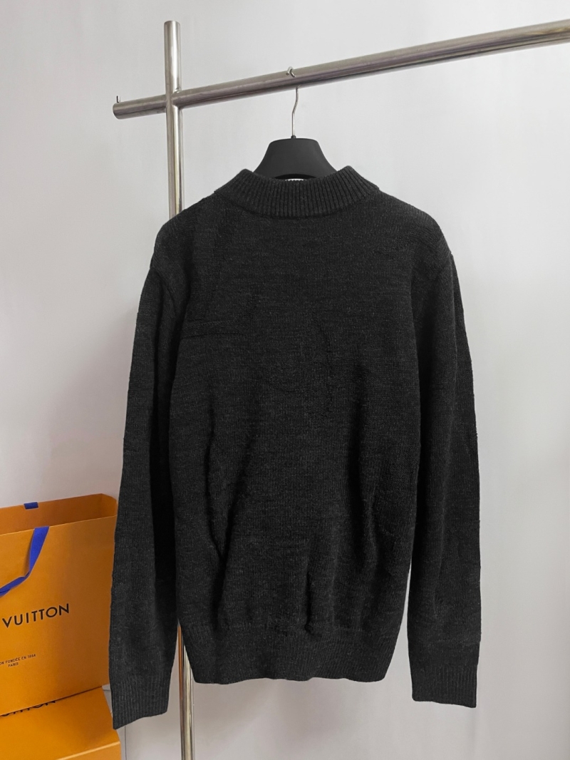 Louis Vuitton Charcoal Gray Cashmere-Wool Quarter-Zip Pullover Sweater | Signature LV Hardware, Elevated Style
