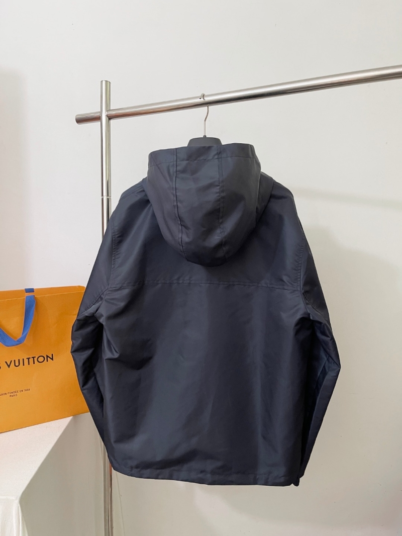 Louis Vuitton Reversible Hooded Jacket, Signature Monogram Jacquard, Dual-Face Design, Midnight Blue
