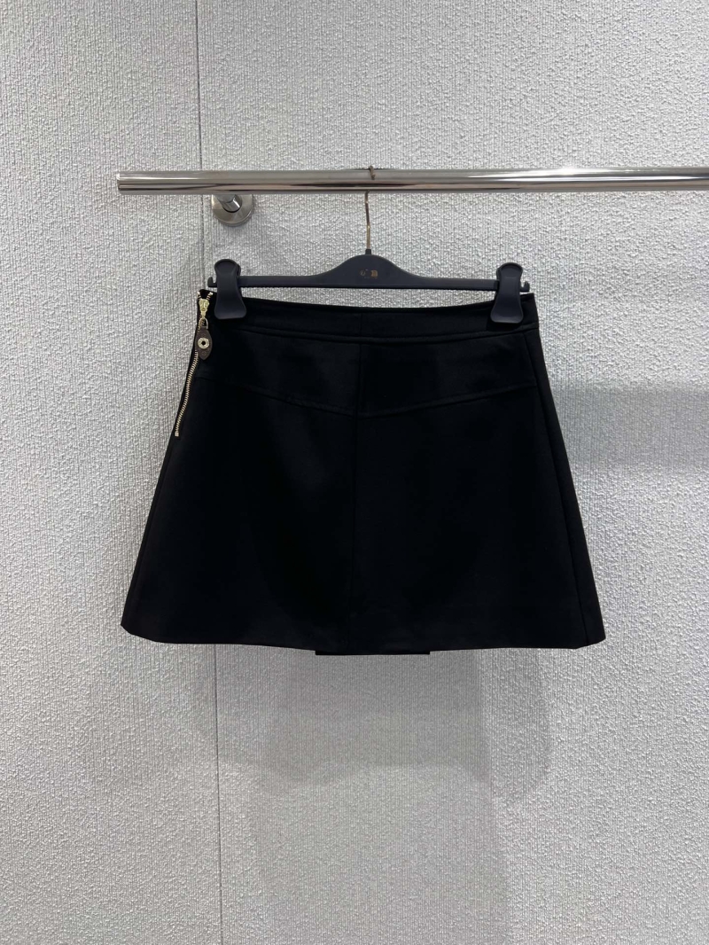 Louis Vuitton Signature Lock Pocket A-Line Wool Mini Skirt in Black