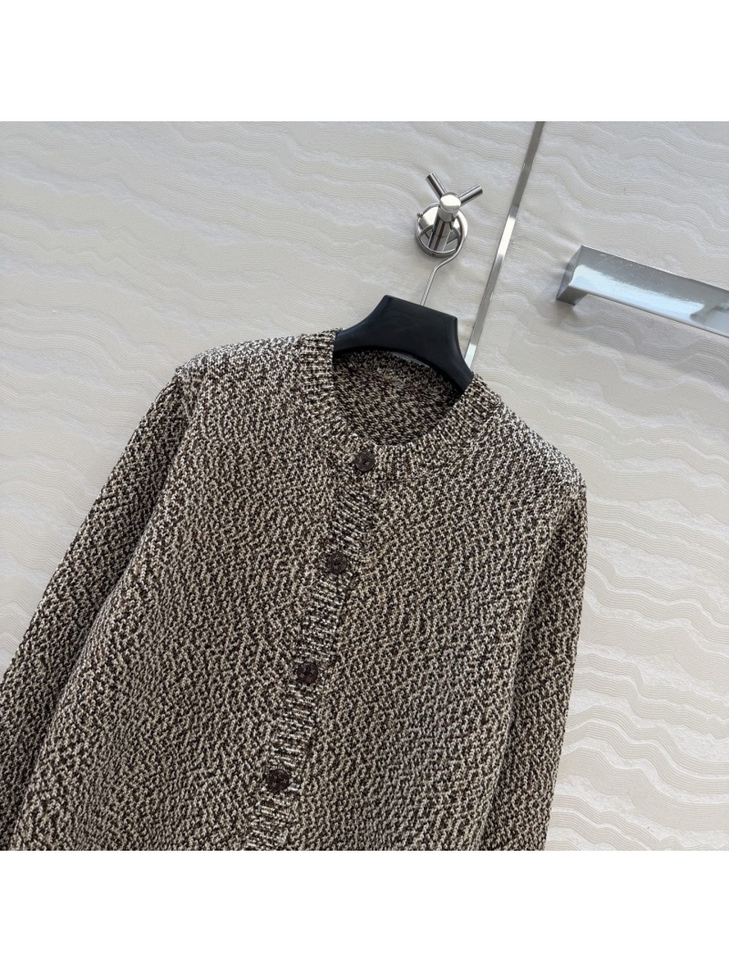 Louis Vuitton 26S Early Spring Resort Pure Cotton Tweed Knit Cardigan with Monogram Leather Buttons