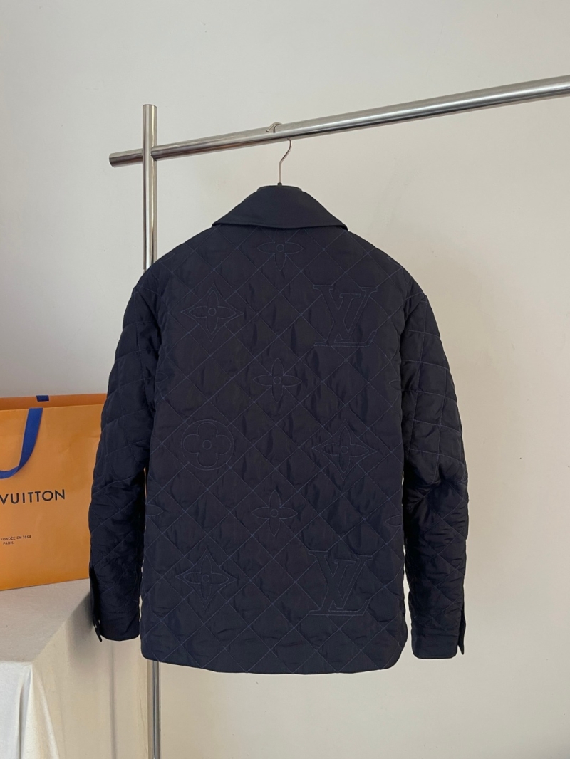 Louis Vuitton Men's Quilted Monogram Diamond Blouson Jacket - Midnight Blue Technical Fabric, Tonal Embroidery, Timeless Luxury Outerwear