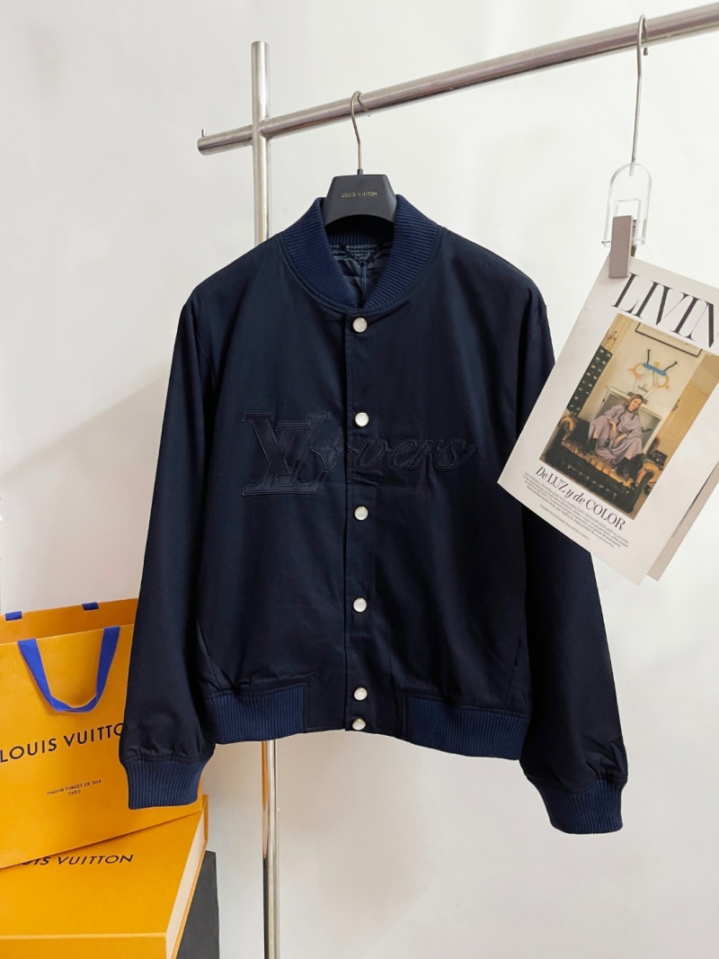 Louis Vuitton Signature Varsity Jacket in Navy Blue | Opulent Mother-of-Pearl Snaps and Artisan Embroidery