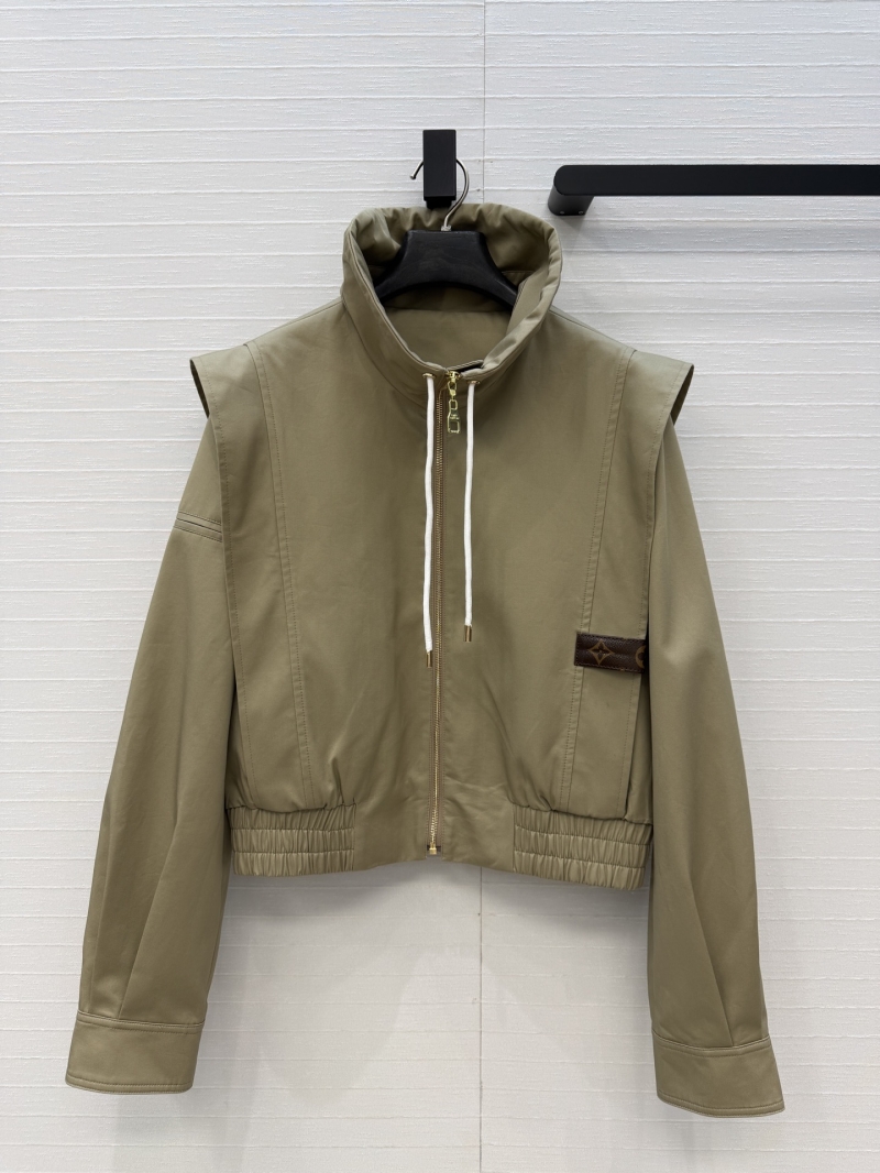 Louis Vuitton Signature High-Count Twill Cotton Right-Angle Shoulder Flight Jacket in Khaki