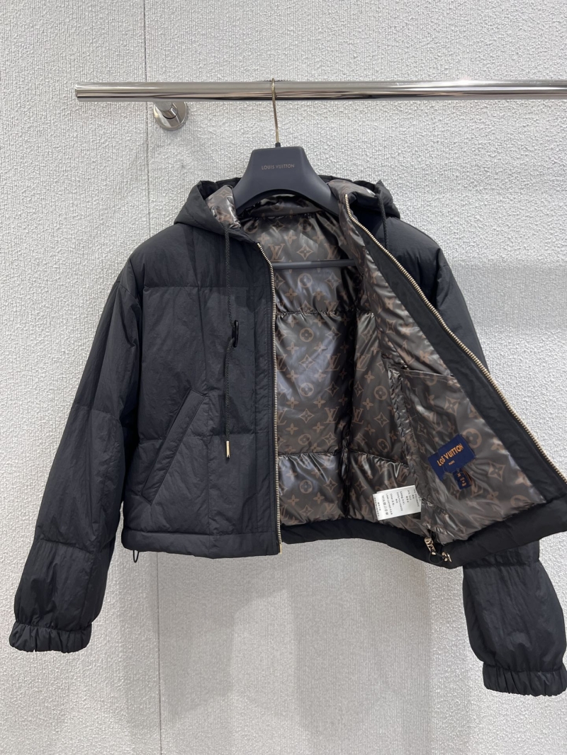 Louis Vuitton Monogram Hooded Puffer Jacket - 25FW Limited Edition Black Down Coat with Gold Hardware