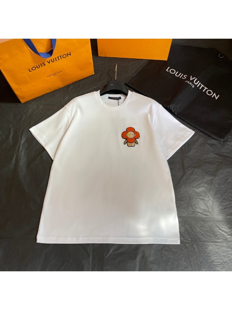Louis Vuitton Premium Custom Cotton Knit Vivienne Toothbrush Embroidery T-Shirt in White