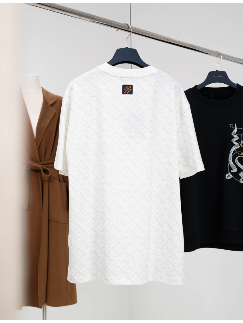 Louis Vuitton Monogram 3D Embossed Cotton Crew-Neck T-Shirt in White