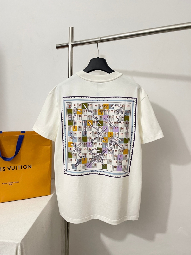 Louis Vuitton Snakes and Ladders Damier Print Heavy Cotton T-Shirt in Off-White