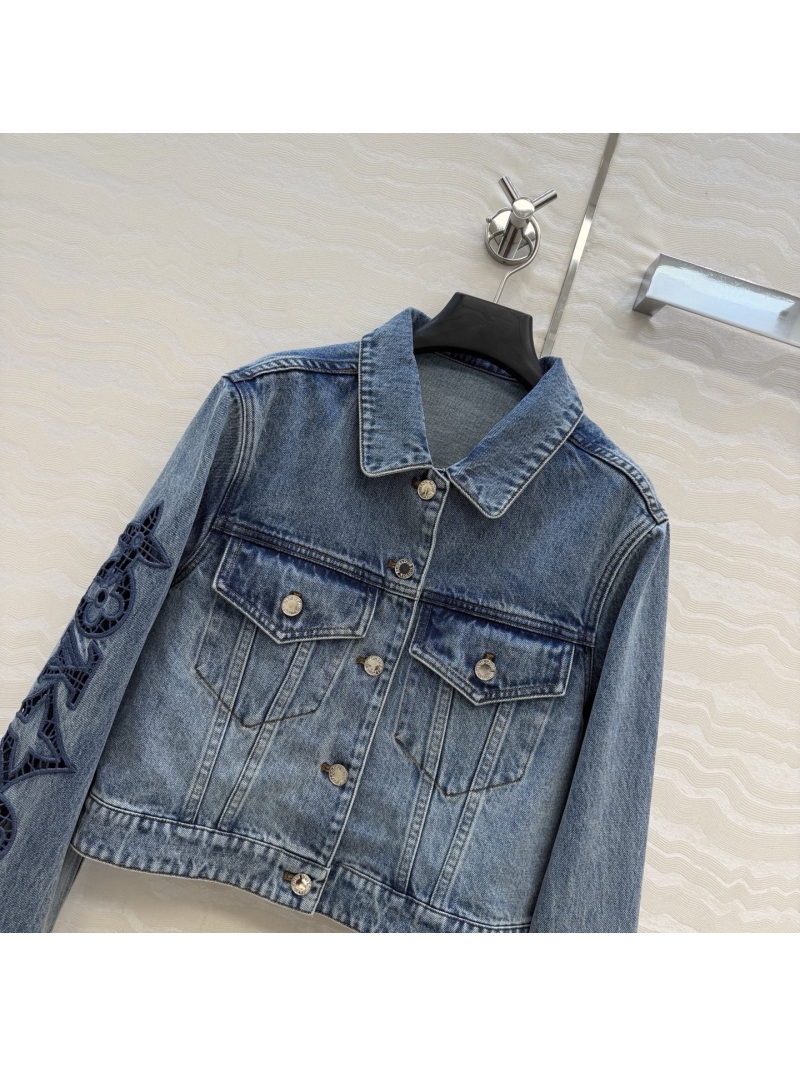 Louis Vuitton Bourgeoise Monogram Openwork Custom Denim Jacket in Vintage Blue