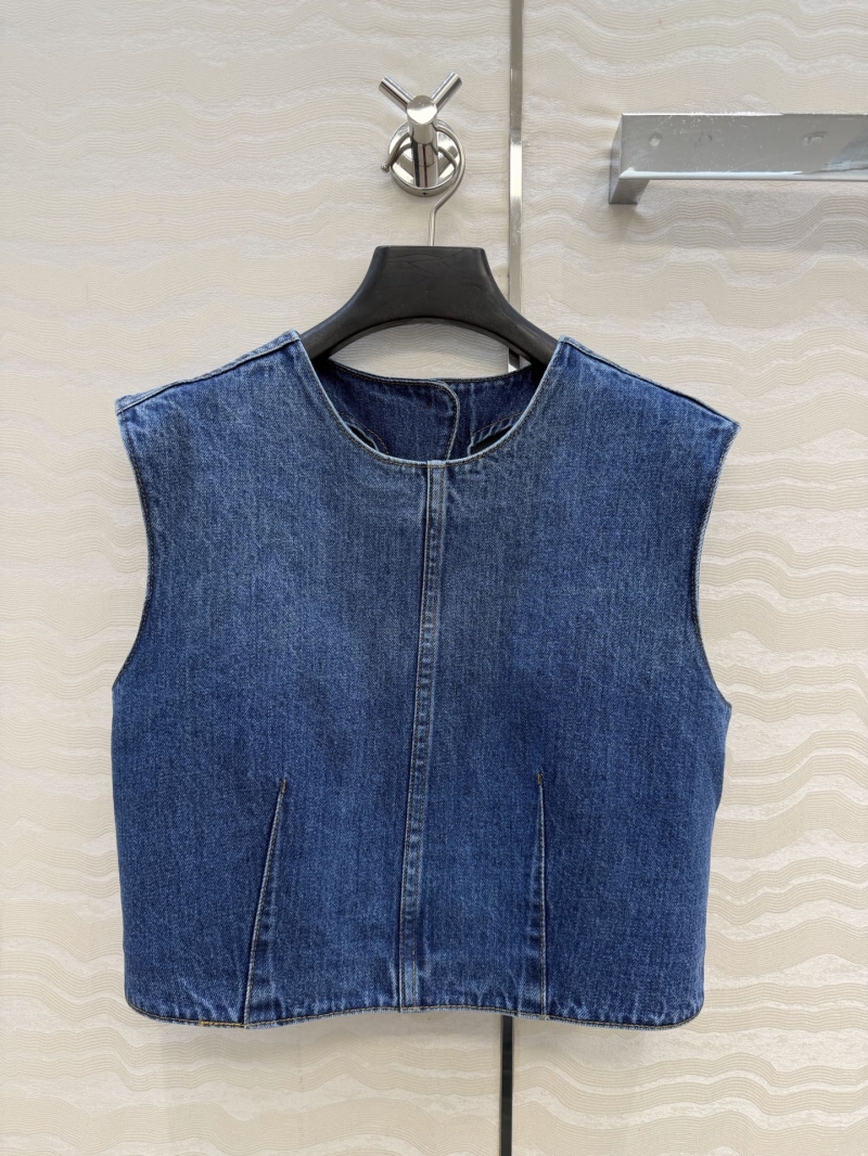 Louis Vuitton BOURGEOISE Reversible Washed Denim Monogram Vest in Indigo Blue
