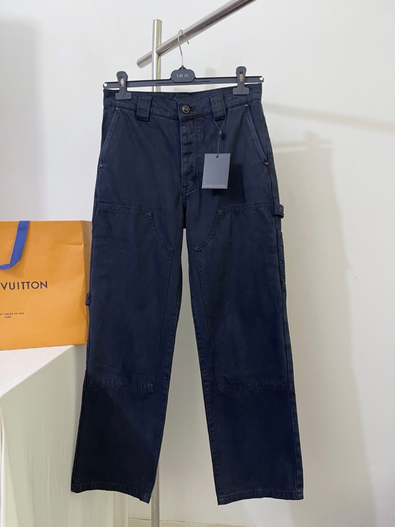 Louis Vuitton Utility Carpenter Pants - Double-Knee Washed Denim in Navy Blue
