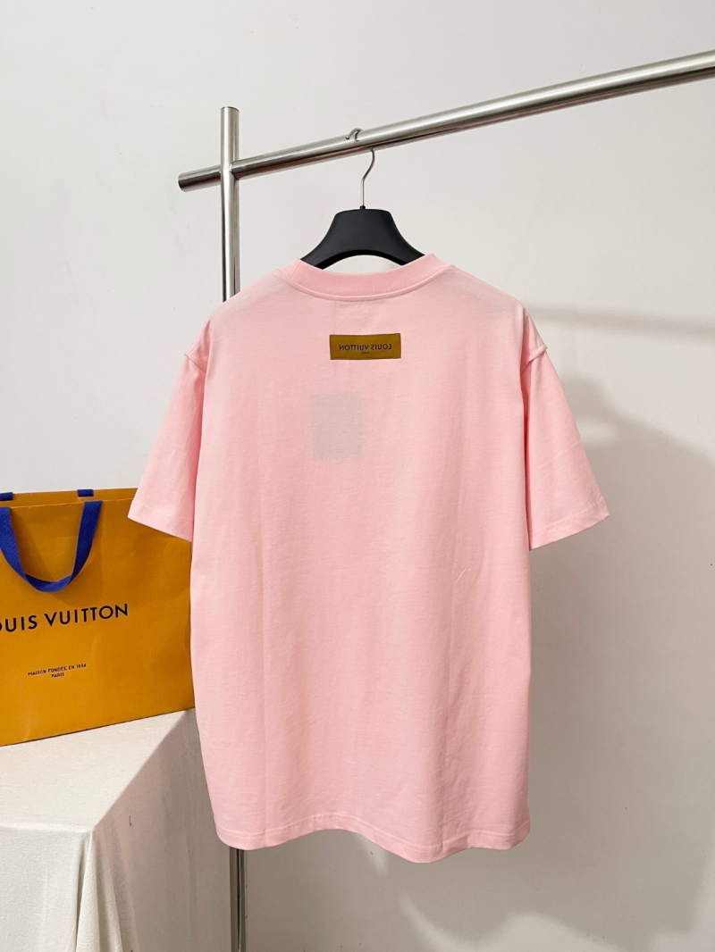 Louis Vuitton Embossed Signature Logo Pastel Pink T-Shirt - Sumptuous 40S/2 Double-Ply Cotton Jersey