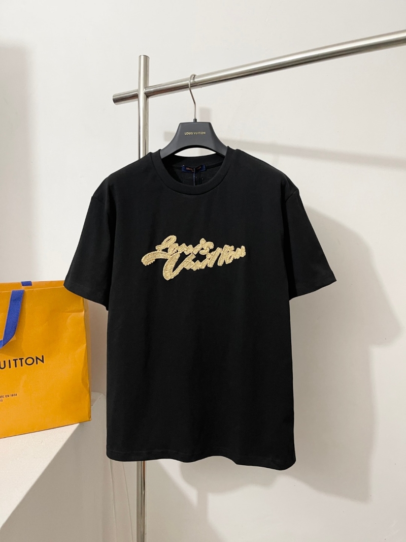 Louis Vuitton Signature 3D Embroidered Black T-Shirt