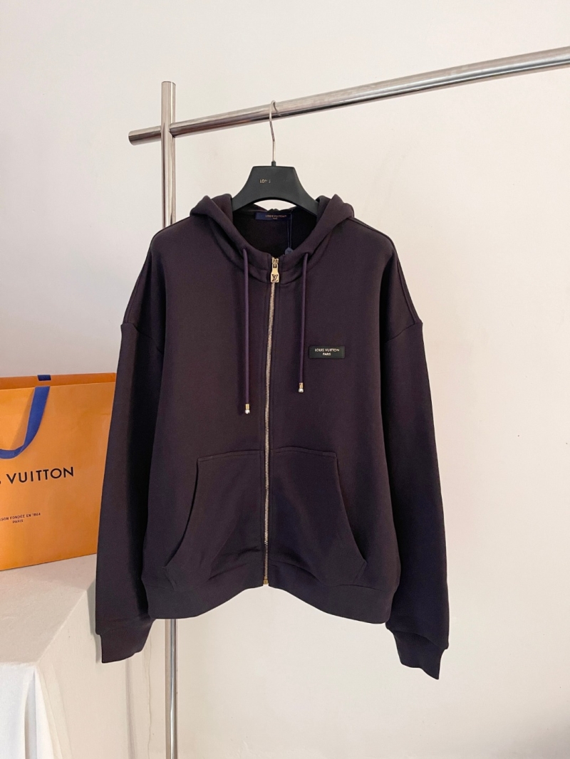 Louis Vuitton SS2026 Signature Gold-Toned Zip-Up Hoodie in Deep Eggplant