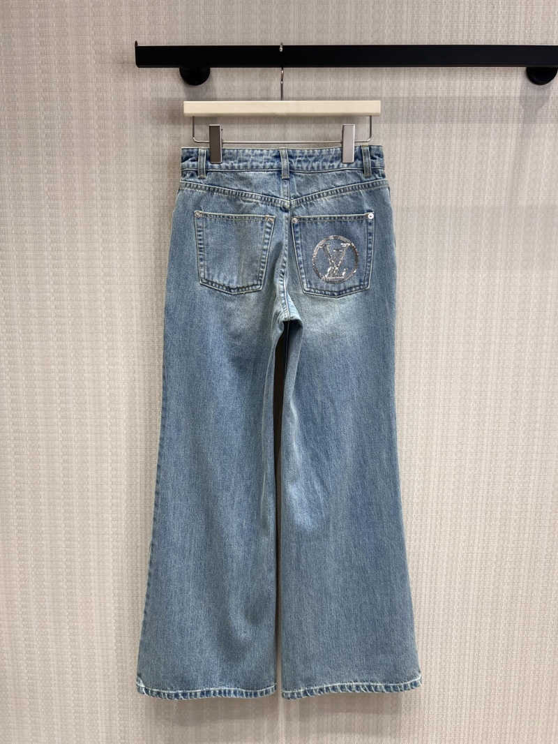 Louis Vuitton Sequin Embellished Wide-Leg Denim Jeans in Light Blue