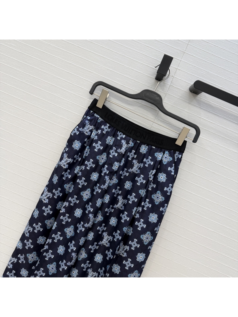 Louis Vuitton Limited Edition Navy Blue Monogram Silk Twill Trousers