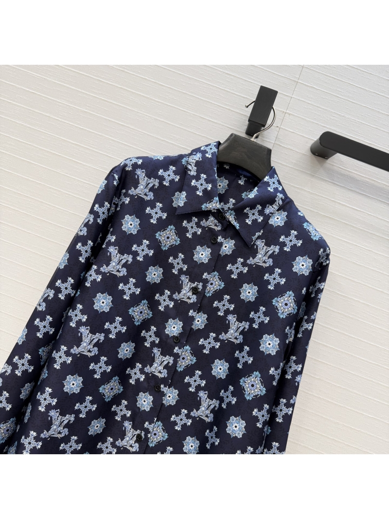 Louis Vuitton Limited Edition Monogram Navy Blue Silk Twill Shirt