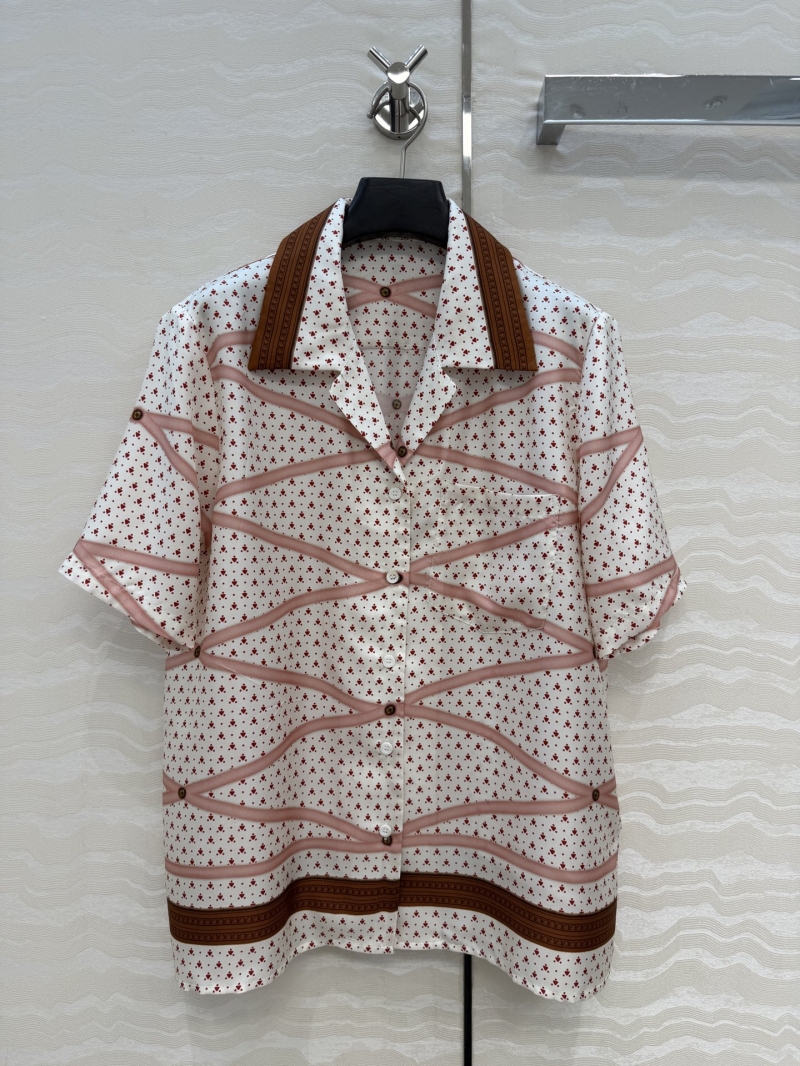 Louis Vuitton 100% Silk Twill Monogram Positioned Print Short-Sleeved Shirt