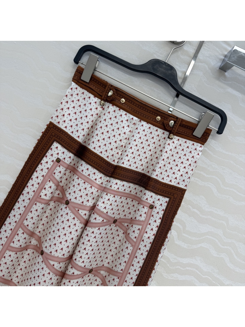 Louis Vuitton Limited Edition 100% Silk Twill Monogram Straight-Leg Pants