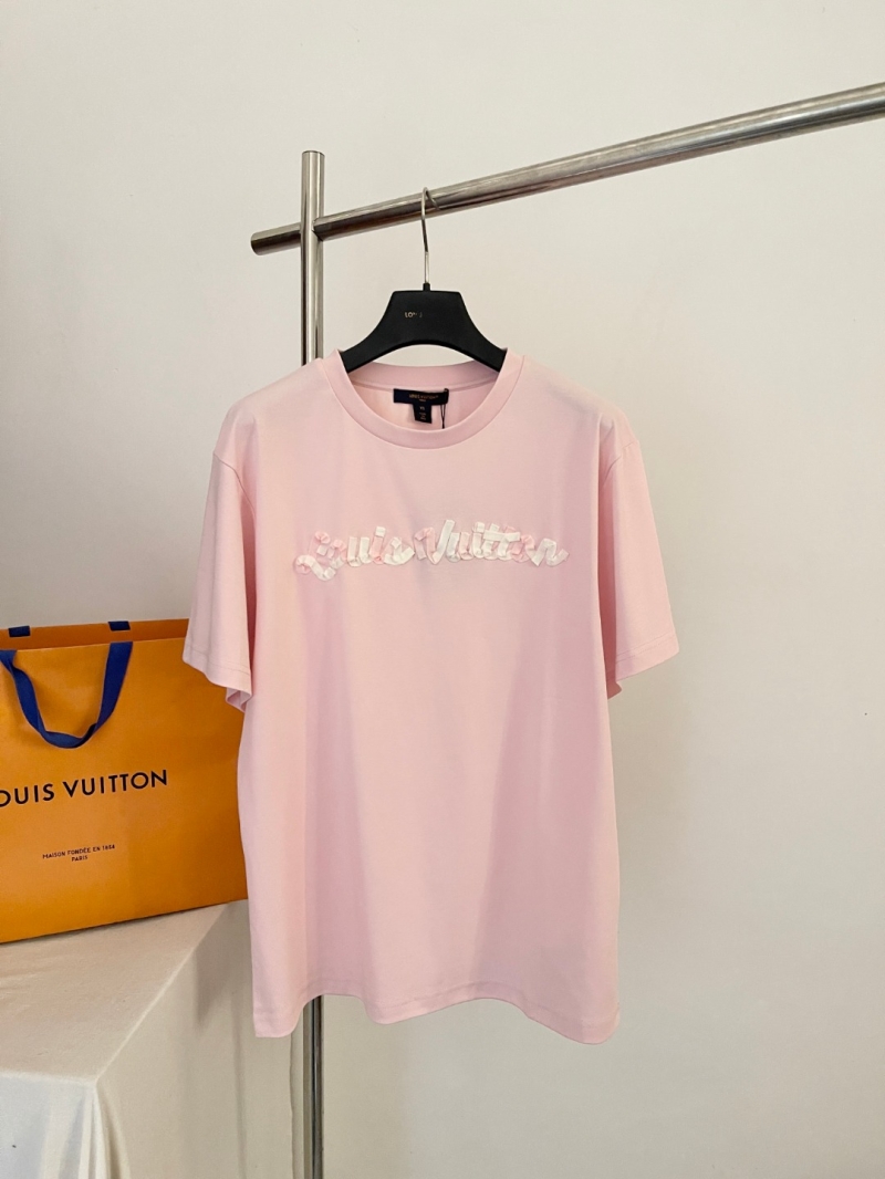 Louis Vuitton Pastel Pink 3D Ribbon Logo T-Shirt - Artisan Handcrafted Detail, Polished Standard Fit, Luxury Unisex Essential