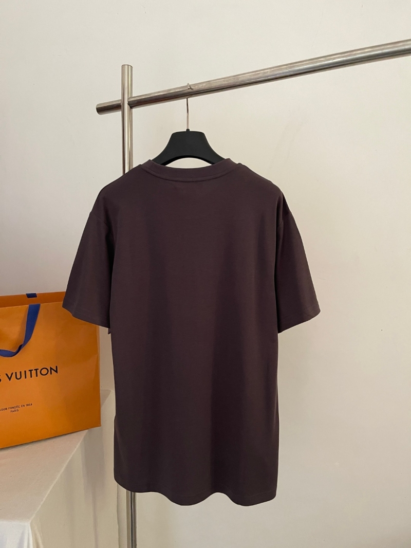 Louis Vuitton Signature Ribbon Logo Cotton T-Shirt in Espresso Brown