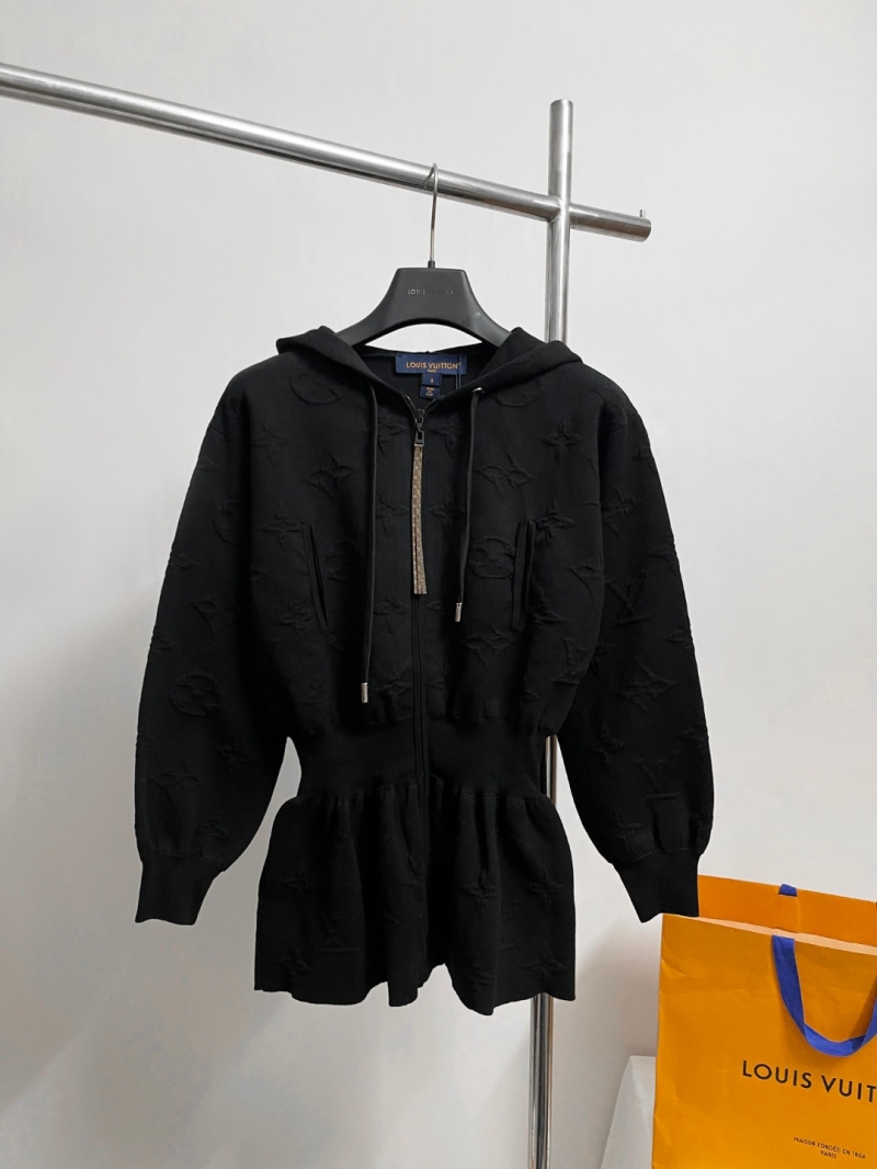 Louis Vuitton Monogram Jacquard Peplum Zip-Up Hoodie in Black