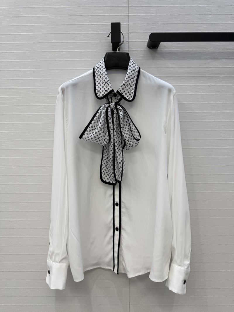 Louis Vuitton Monogram Silk Pussy-Bow Blouse with Contrast Piping
