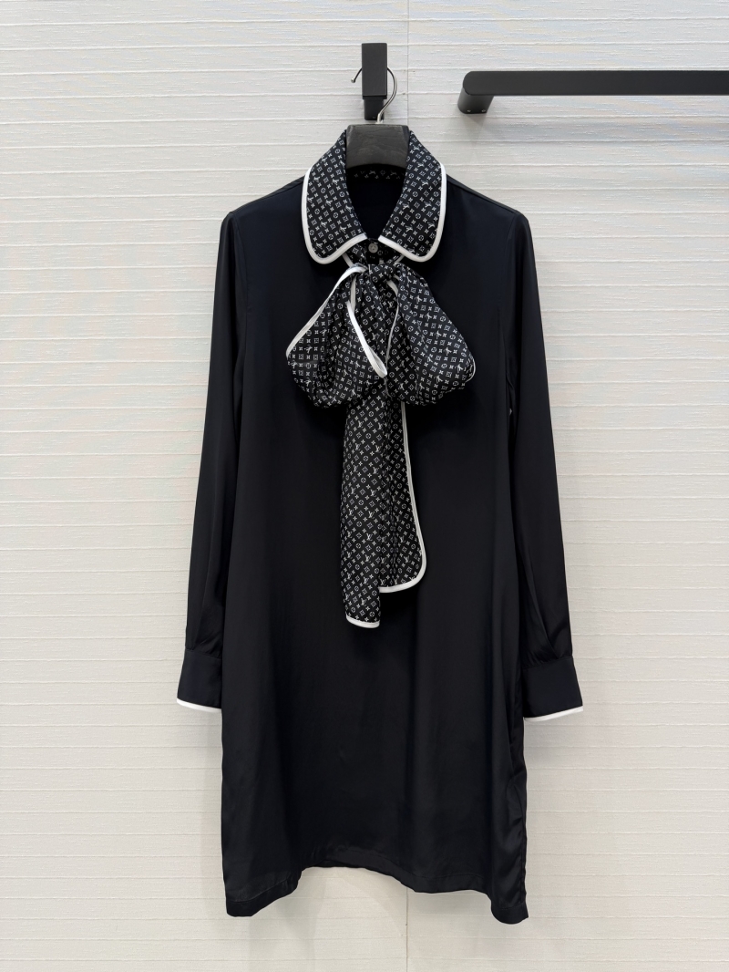 Louis Vuitton Monogram Silk Shirt Dress with Contrast Piping
