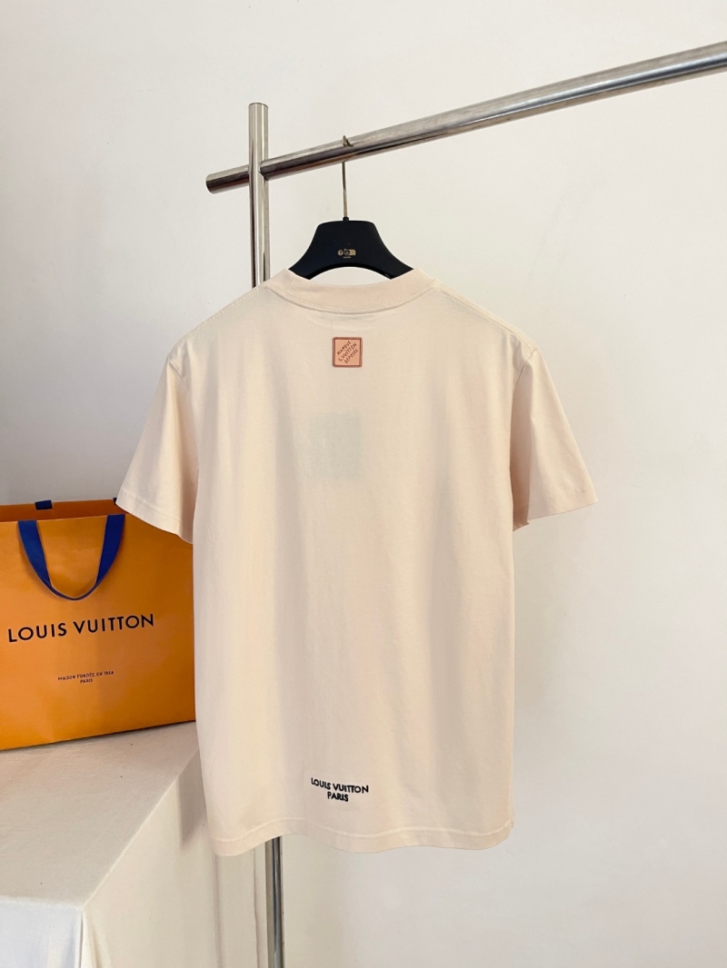 Louis Vuitton L.V.M. Wool Openwork Embroidery Short-Sleeve T-Shirt in Cream