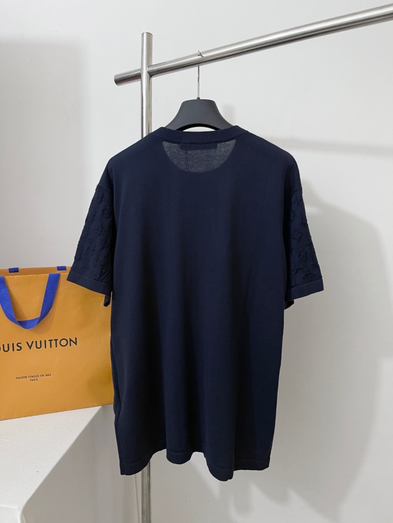 Louis Vuitton Jacquard Sleeve Knit T-Shirt in Navy Blue