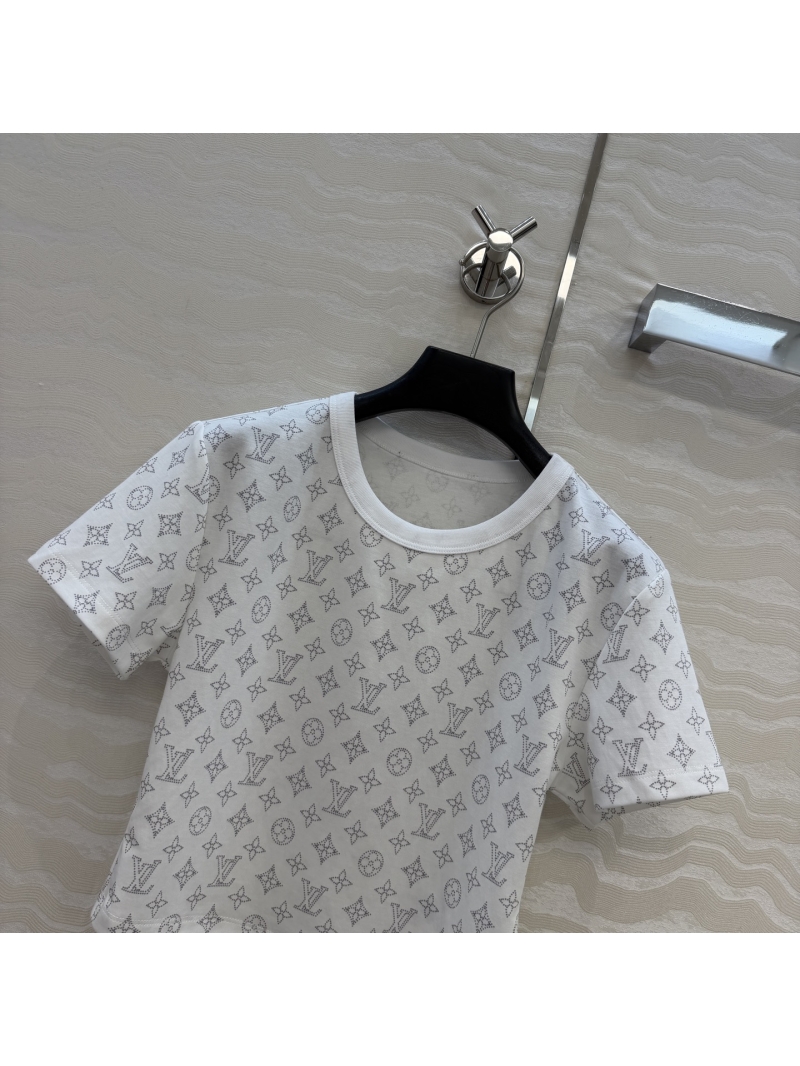 Louis Vuitton Monogram Cotton Knit Cropped T-Shirt in White