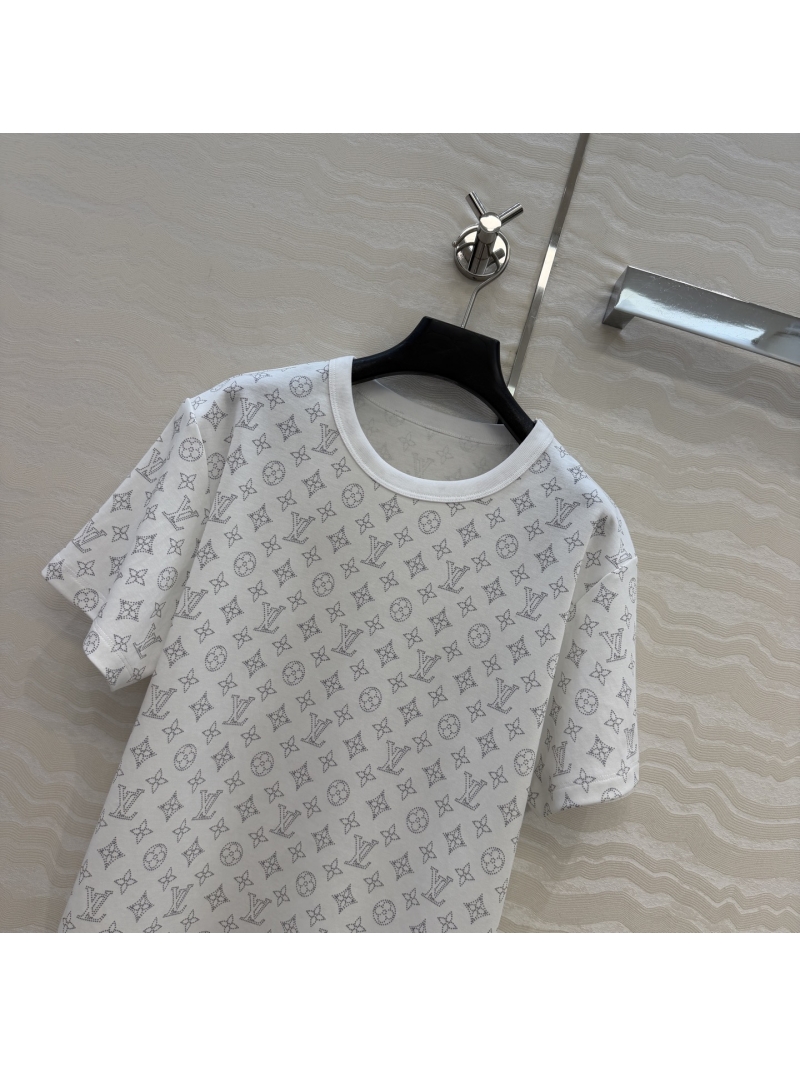 Louis Vuitton Cotton Jersey Monogram Print Short-Sleeved T-Shirt in White