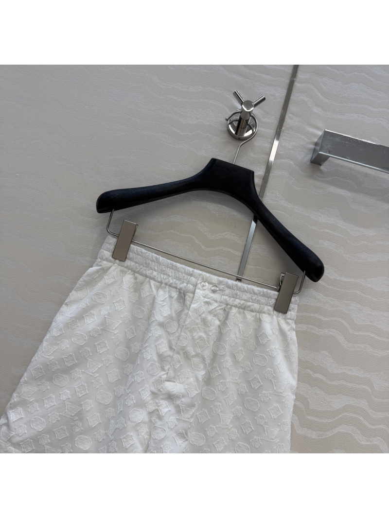 Louis Vuitton Monogram Jacquard Pure Cotton White Lace Resort Shorts