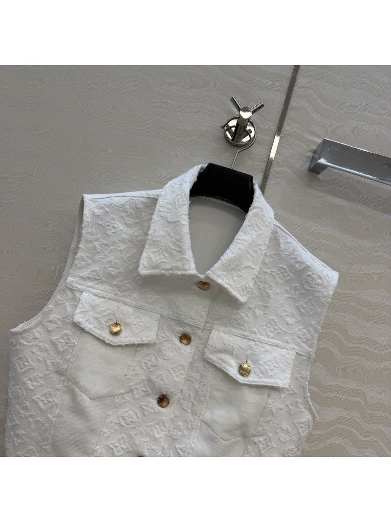 Louis Vuitton Monogram Jacquard White Denim Resort Vest