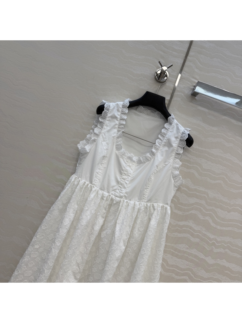 Louis Vuitton Monogram Jacquard Pure Cotton Babydoll Dress in White