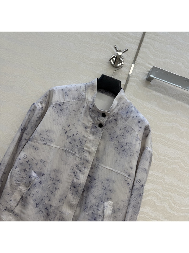 Louis Vuitton Sumptuous 100% Silk Monogram Utility Jacket in Watercolor Blue