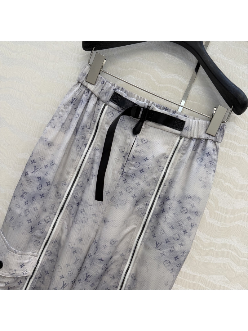 Louis Vuitton Monogram 100% Silk Harem Cargo Pants in Muted Purple Watercolor